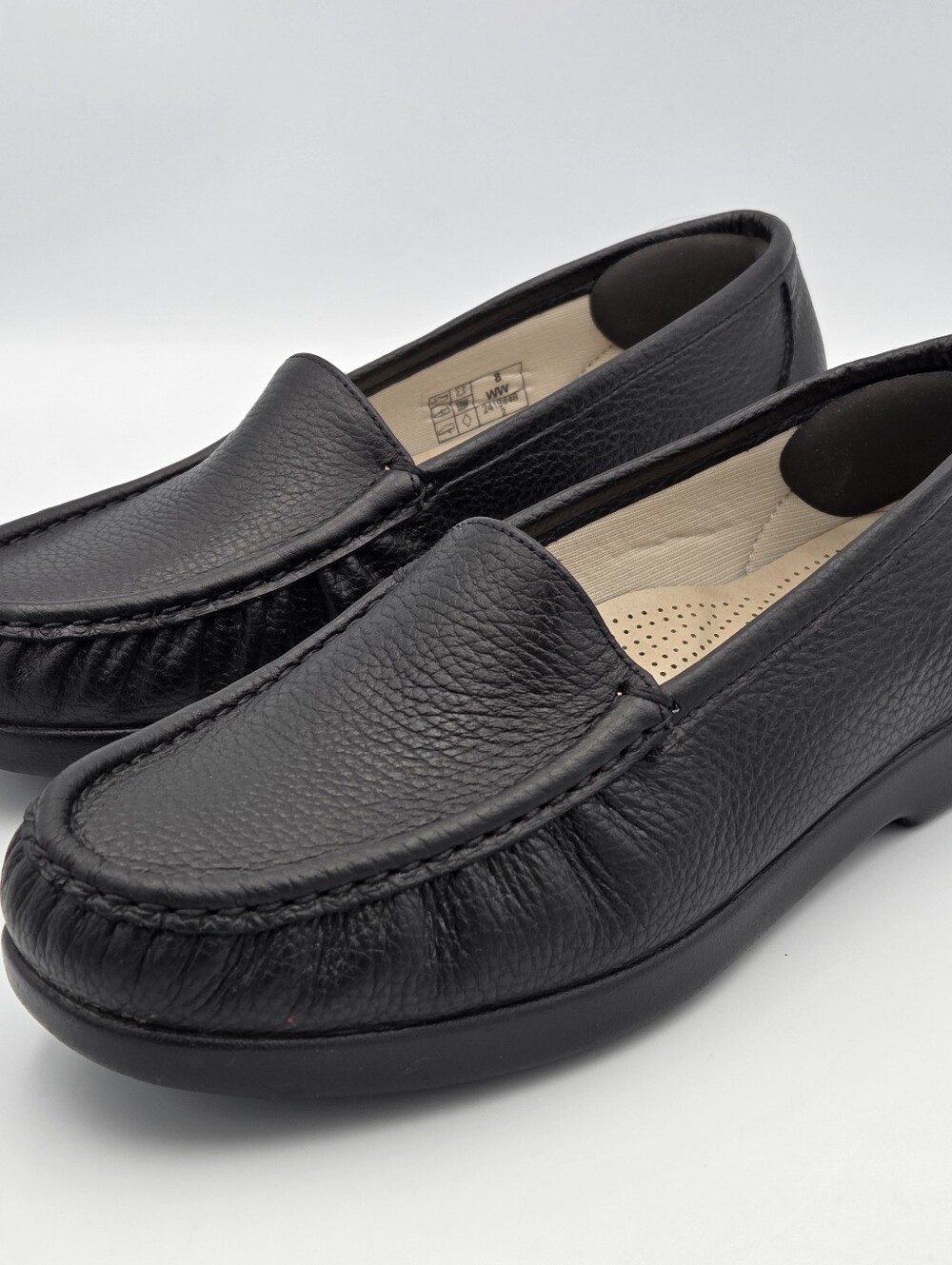 SAS Simplify Loafer Woman's 8WW Black Leather Comfort Slip On Comfort Shoes